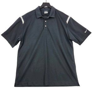 NEW Nike Golf Polo Shirt Dri-Fit Large Black White Active Collared Short Sleeve